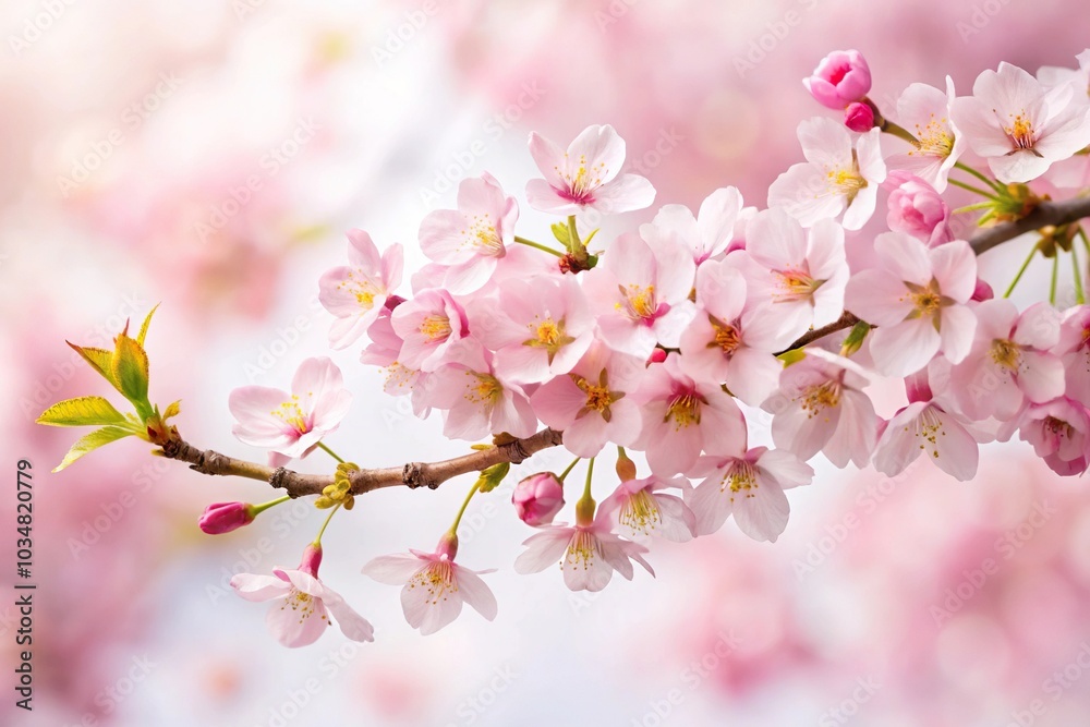 Forced perspective sakura branch isolated on white background Forced perspective sakura branch isolated on white background