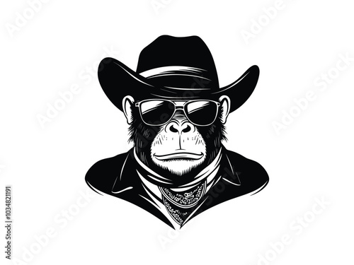 Cowboy Grumbling Gorilla Silhouette Collection – Wild West Gorillas with Hats and Sunglasses