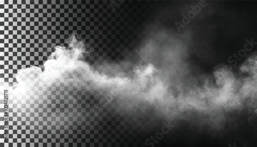 PSD Fog or smoke isolated transparent background. White cloudiness, mist, smog, dust, vapor PNG 14