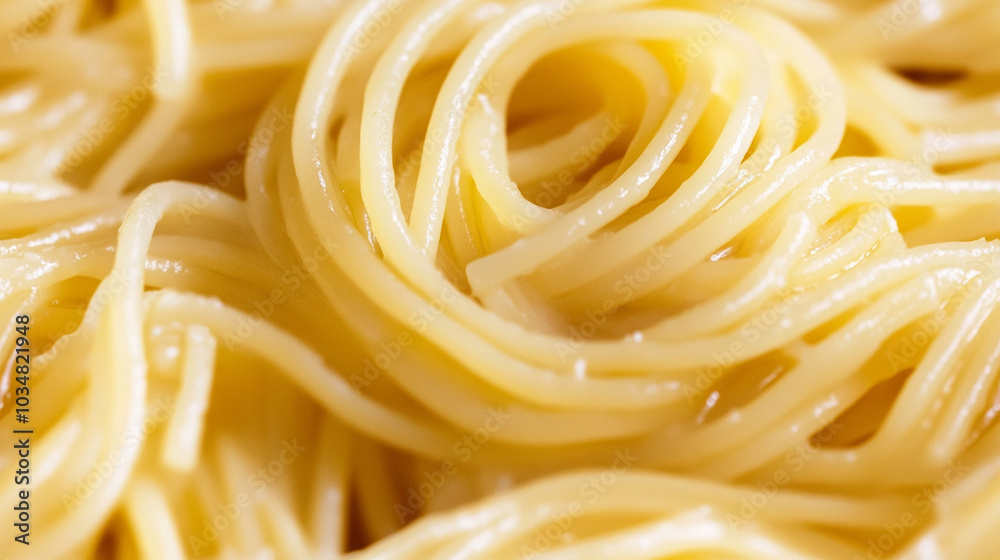 a close-up, top-down view of cooked pasta a close-up, top-down view of cooked pasta