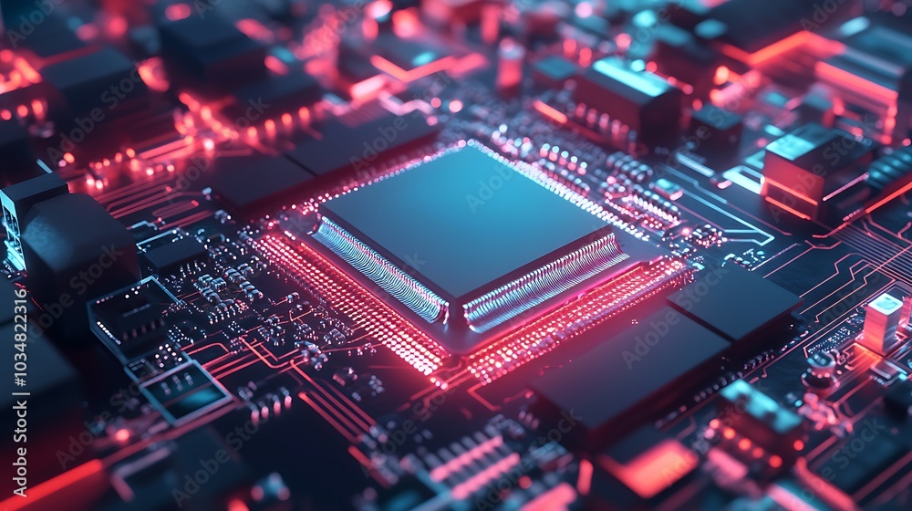 Close-up of a Microchip on a Circuit Board Close-up of a Microchip on a Circuit Board