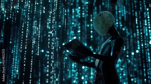 Wallpaper Mural Glitching 3D Cartoon Figure with Mask and Book Torontodigital.ca