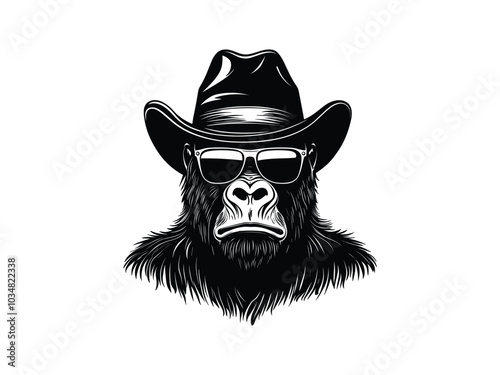 Cowboy Grumbling Gorilla Silhouette Collection – Wild West Gorillas with Hats and Sunglasses