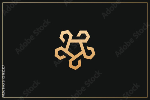 Abstract Minimalist Digital Multimedia Logo Design Gold