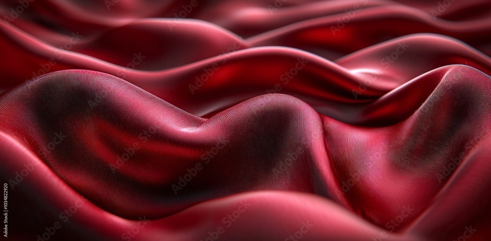 Obraz premium Luxurious red silk fabric, perfect for Christmas and holiday designs, evokes warmth and opulence for festive invitations, decorations, and marketing materials.
