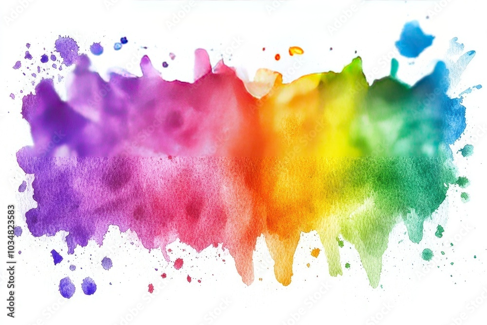 Obraz premium Vibrant watercolor splash in rainbow colors, white isolate background.