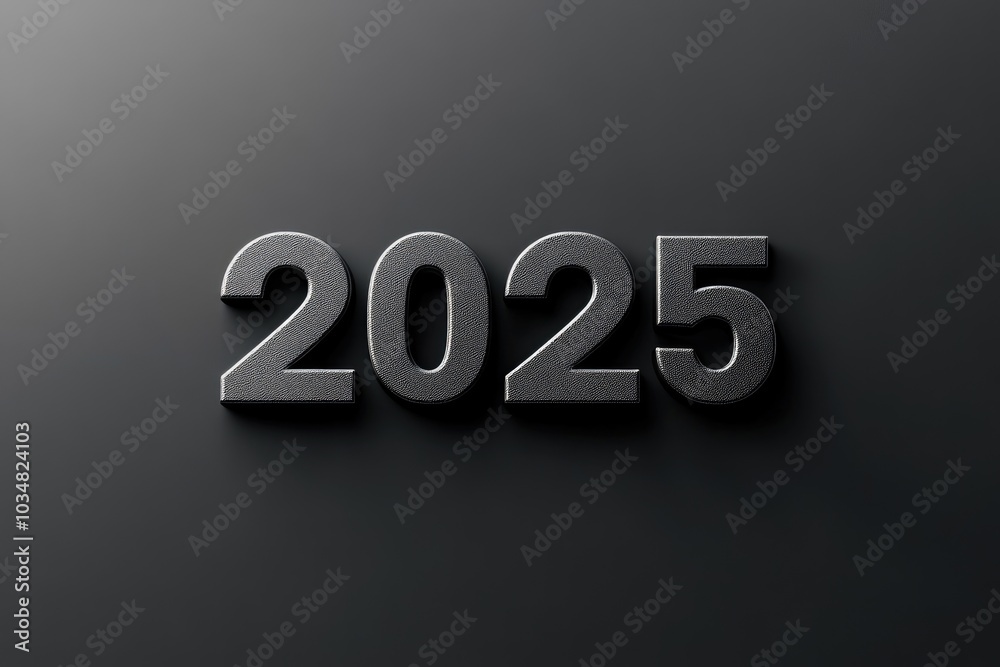 Three-Dimensional Black Textured 2025 on a Black Background Three-Dimensional Black Textured 2025 on a Black Background