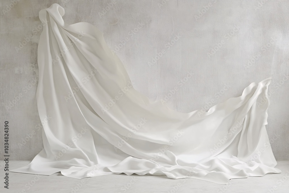 White Fabric Draped on a Light Background White Fabric Draped on a Light Background