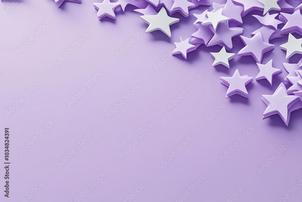 Purple 3D Stars Abstract Background - Minimalist Design