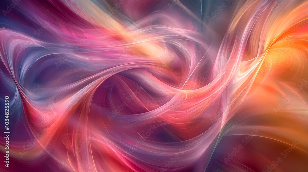 Soft intertwining ribbons of color flowing gracefully and swirling dynamically yet calmly Soft intertwining ribbons of color flowing gracefully and swirling dynamically yet calmly