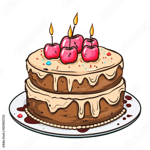 Vector Icon of Frosting a Cake, Pastry Design Element