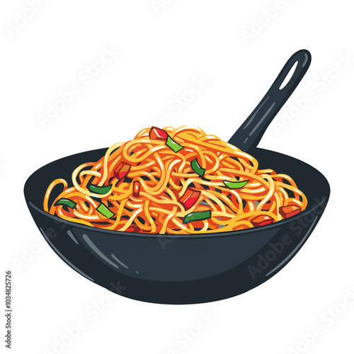 Vector Icon of Noodle Stir-Fry, Culinary Delight