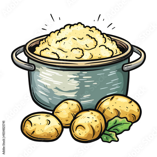 Vector Icon of Potato Mashing, Kitchen Essentials.