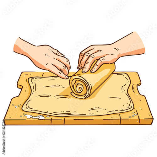 Vector Icon of Pastry Dough Rolling, Culinary Art