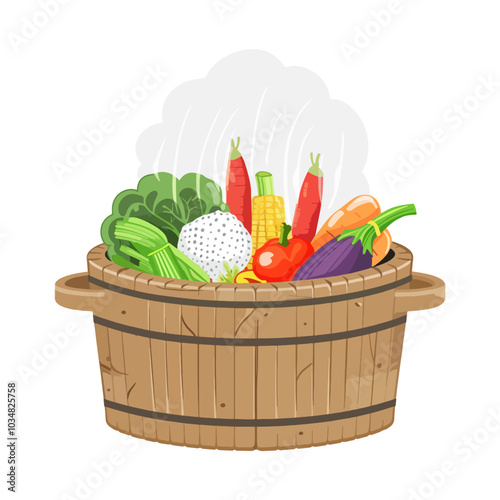 Vector Icon of Vegetable Steaming, Culinary Technique