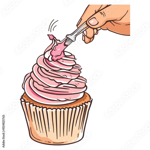 Vector Illustration of Cupcake Icing Decoration