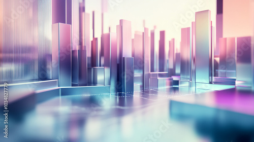 data visualization: an abstract, high-tech data visualization with 3d bar graphs and flowing line charts