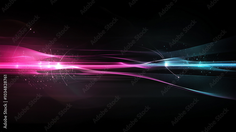 Naklejka premium renewable energy flow: an abstract futuristic design with glowing lines in magenta and cyan, representing vibrant solar and wind energy