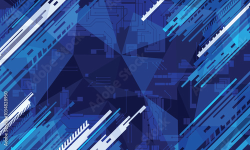 Blue background futuristic technology abstract geometric shapes