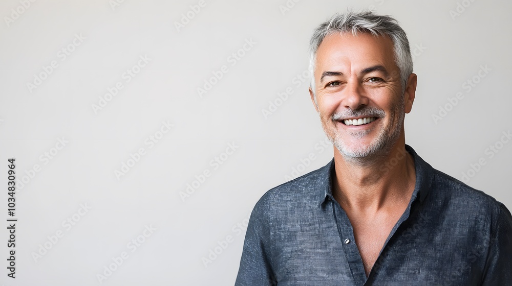 Portrait of a Smiling Middle-Aged Man with Gray Hair Portrait of a Smiling Middle-Aged Man with Gray Hair