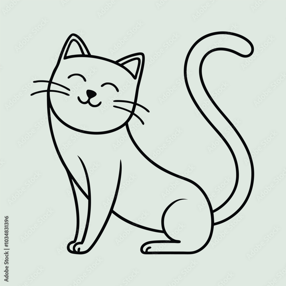 A minimalist line drawing of a cat stretching Adobe Illustrator Artwork A minimalist line drawing of a cat stretching Adobe Illustrator Artwork