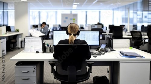 a single operator in a modern call center