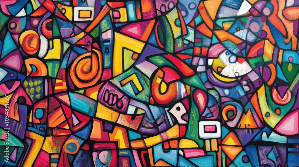 Obraz premium Vibrant Explosion of Colorful Shapes and Patterns