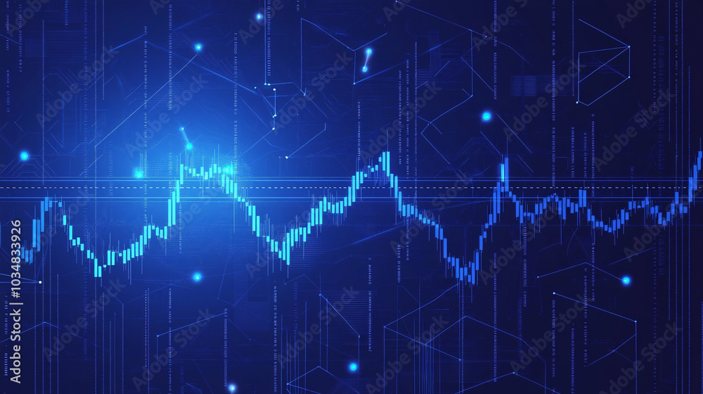 a stock market chart in deep blue, with lines and elements highlighted in silver a stock market chart in deep blue, with lines and elements highlighted in silver