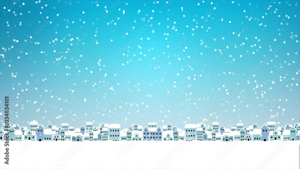 Snow animation video overlay template. Beautiful falling snow, the sparkling glittering light of snow on a winter night, celebrating Christmas and Happy New Year