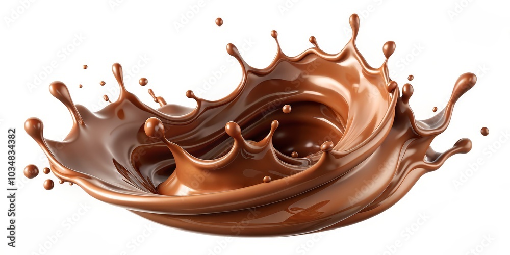 Chocolate Milk Splash, 3D Render, White Background, Milk, Liquid Chocolate Milk Splash, 3D Render, White Background, Milk, Liquid