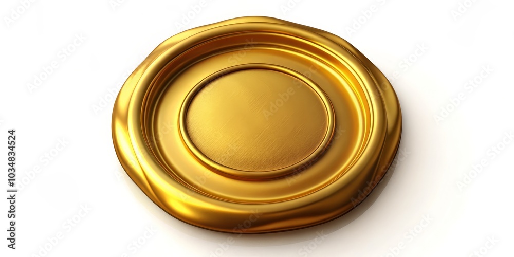 Circular Golden Seal with Blank Space, 3D Rendering, Golden Seal, 3D Render Circular Golden Seal with Blank Space, 3D Rendering, Golden Seal, 3D Render