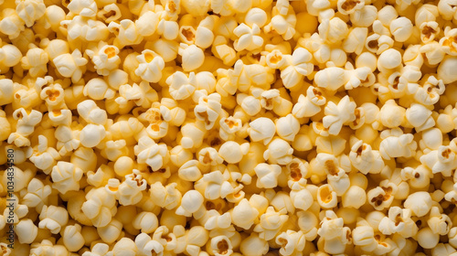 Freshly popped popcorn fills the foreground as cinema audience seats gradually fade into the background, highlighting the movie-going experience