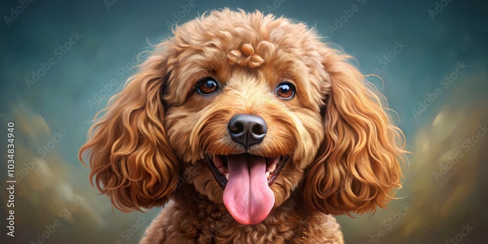 Digital Painting of a Happy Golden Poodle, Portrait, Dog, Pet Digital Painting of a Happy Golden Poodle, Portrait, Dog, Pet
