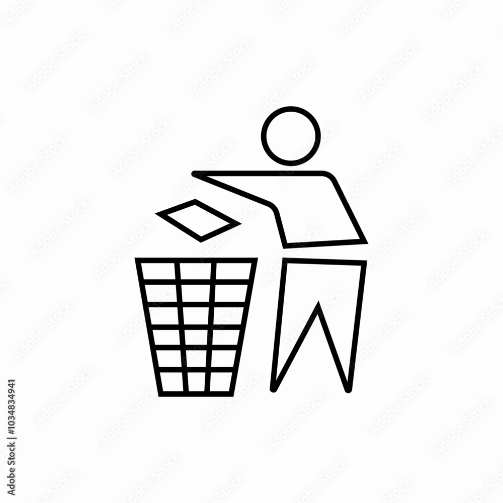 man throwing trash icon sign vector man throwing trash icon sign vector