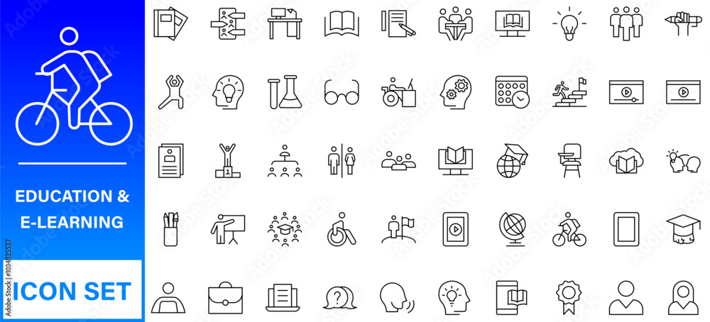 Education and Learning web icons in line style. Online Education Line Outline Icon Set Vector. Editable Stroke. Education and Learning web icons in line style. Online Education Line Outline Icon Set Vector. Editable Stroke.