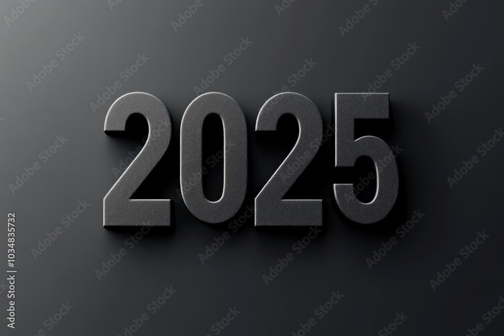 3D Black Textured 2025 on a Dark Background 3D Black Textured 2025 on a Dark Background