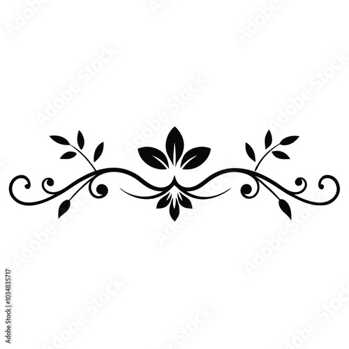 Calligraphic border divider floral design elements Adobe Illustrator Artwork