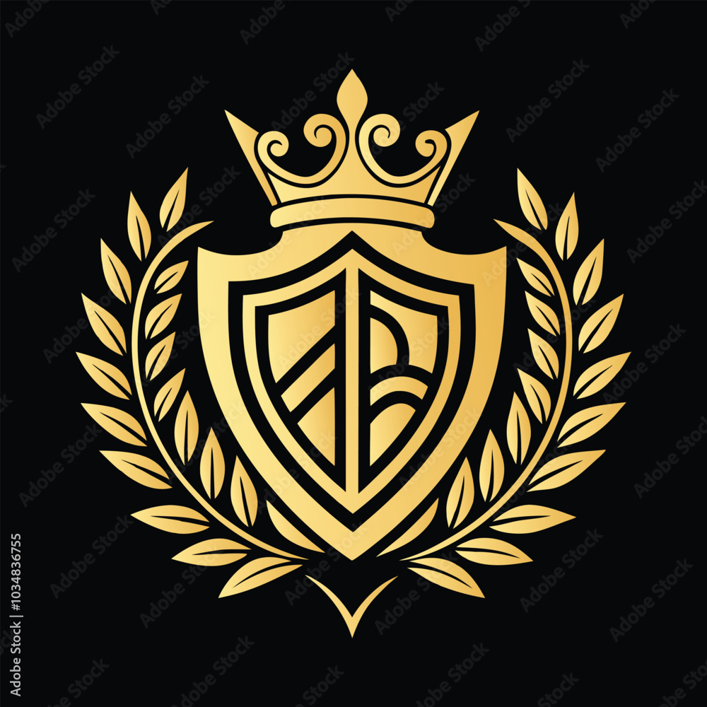 A regal gold crest emblem featuring logo Adobe Illustrator Artwork