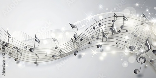 Silver Music Notes Abstract Background, music, abstract