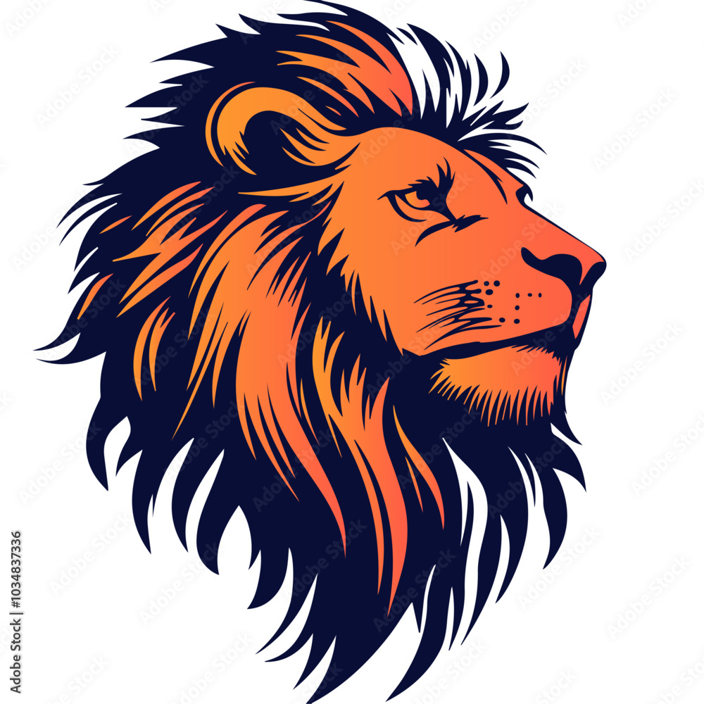 Minimalist vector illustration of a male lion for tattoo tshirt design logo mascot and sticker