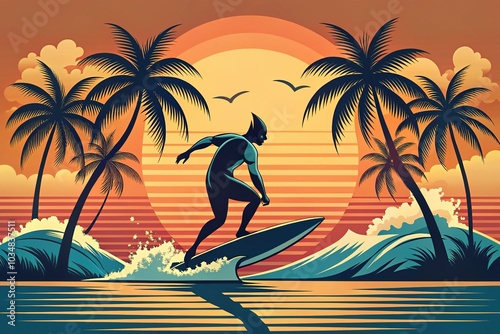 Surf's Up: Fin-tastic Mascot Graphic for Summer T-Shirt Designs photo