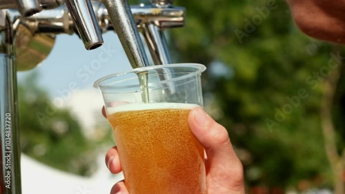 Pouring beer from a tap