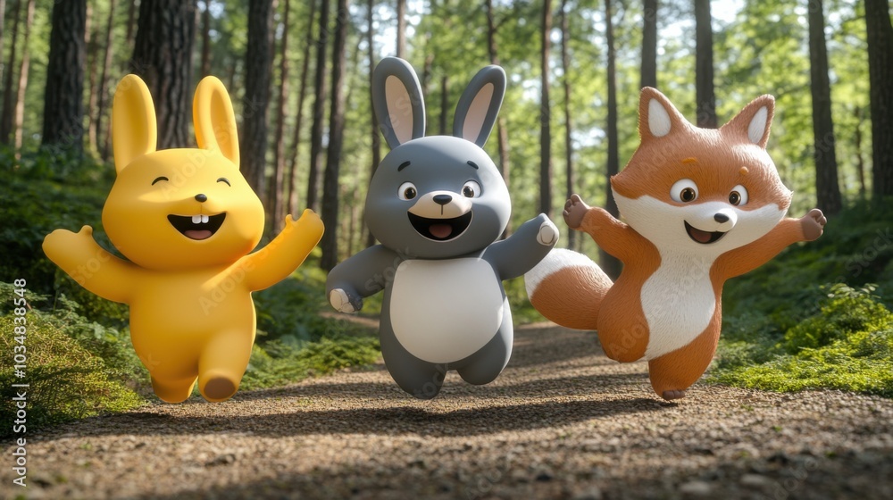 Cute Cartoon Animals in a Forest Adventure Cute Cartoon Animals in a Forest Adventure
