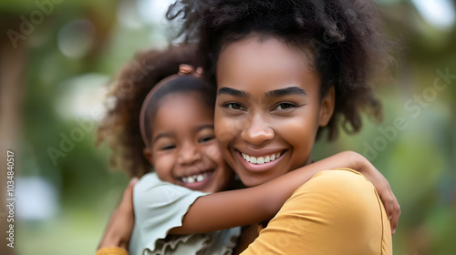 happy mother hugging her daughter