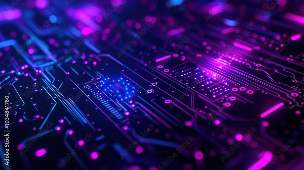 Obraz premium Circuit Board with Glowing Lights