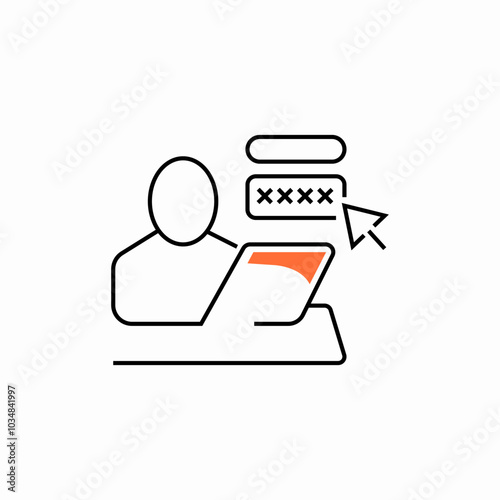 laptop password icon sign vector