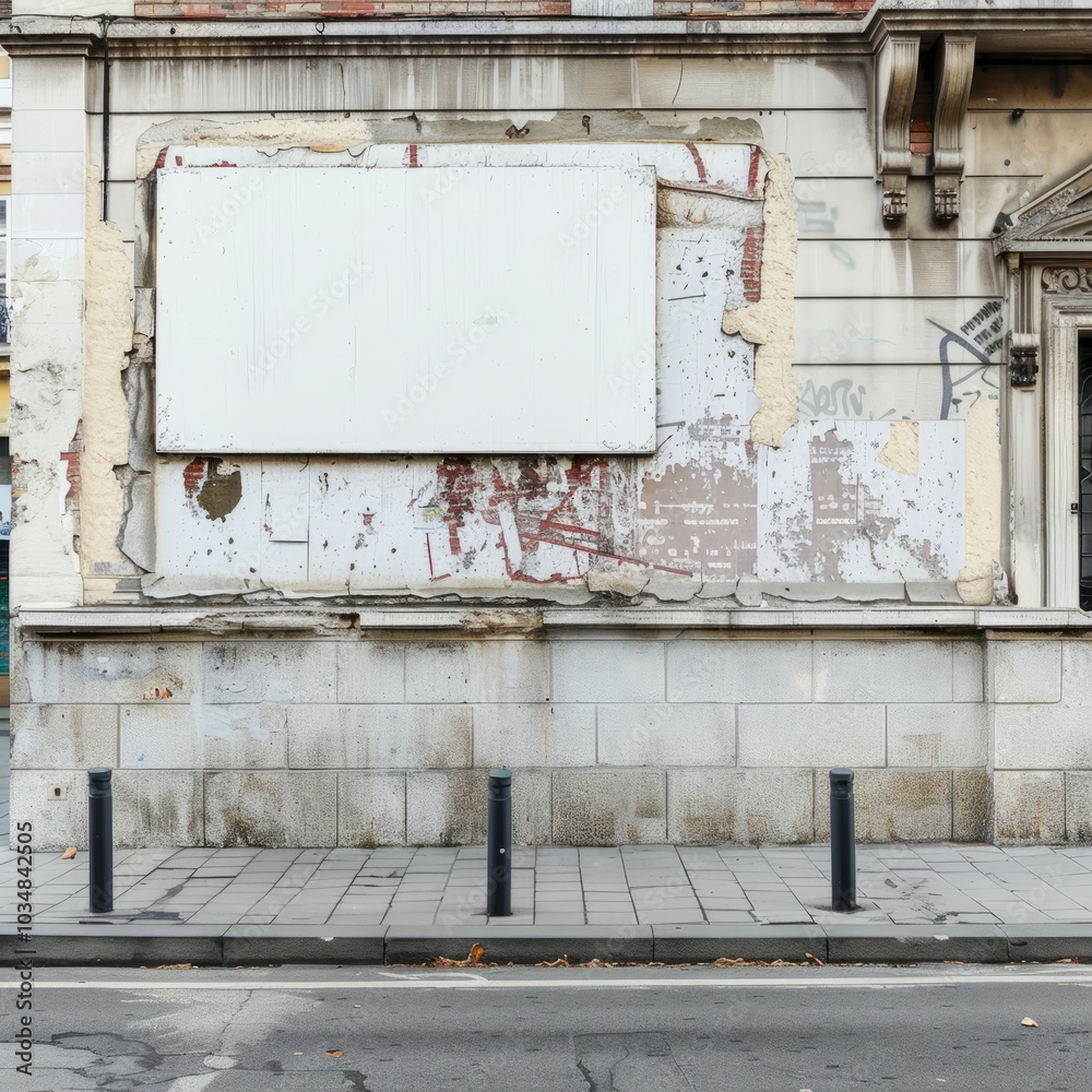 A street wall serves as the background for a blank A street wall serves as the background for a blank
