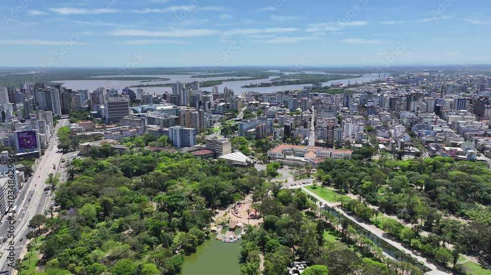 Porto Alegre Skyline At Porto Alegre In Rio Grande Do Sul Brazil. Downtown District. Highrise Buildings. Beautiful City Skyline. Porto Alegre Skyline At Porto Alegre In Rio Grande Do Sul Brazil. 