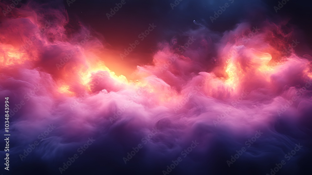 A vibrant and abstract depiction of a stormy sky, filled with swirling clouds lit by an ethereal glow. A vibrant and abstract depiction of a stormy sky, filled with swirling clouds lit by an ethereal glow.