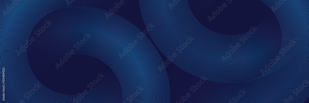 Abstract blue geometric lines glowing on dark blue background. Modern shiny blue circle lines pattern. vector. Abstract blue geometric lines glowing on dark blue background. Modern shiny blue circle lines pattern. vector.